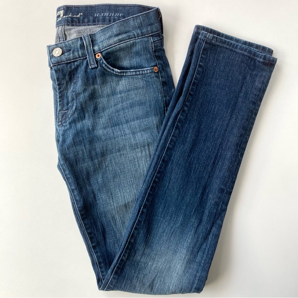 7 For All Mankind Roxanne Slim Fit Jeans Size 26 Faded Denim Vintage Style Wash